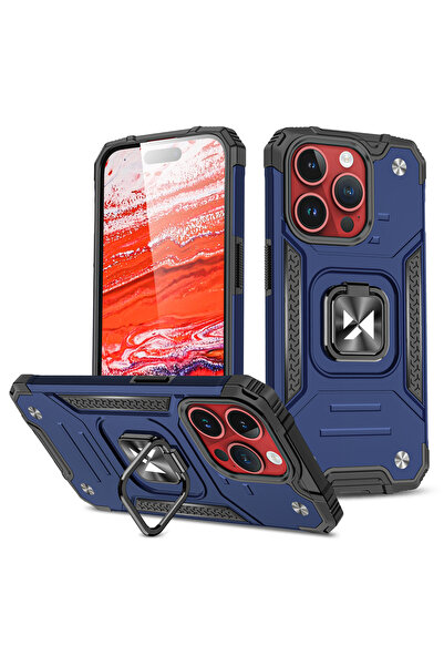 WOZINSKY Carcasă Ring Armor pentru iPhone 15 Pro - Albastră