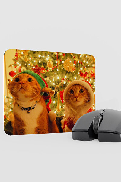 mousepad bastir New Year Cats- Cat- New Year V1 22X18 Gaming Rubber Non-Slip ...
