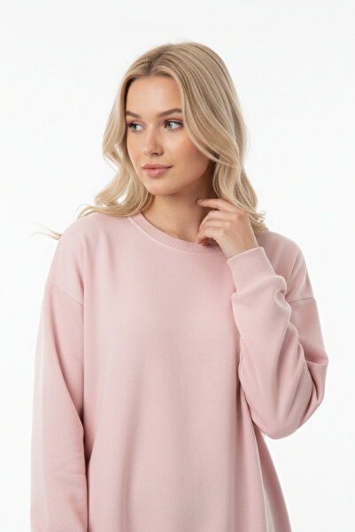 KOZİA OUTDOORS Baskısız Basic Oversize Bisiklet Yaka Şardonlu Unisex Rahat Ka...