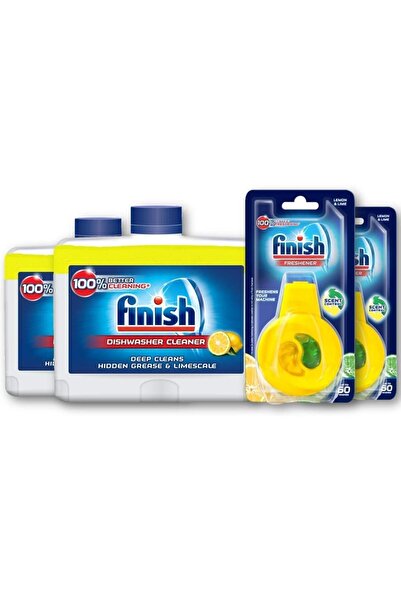 Finish منظف ومعطر غسالة الأطباق، عبوة متعددة، برائحة الليمون، 2 × منظفات غسال...