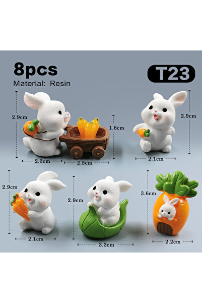 Choice 8pcs Rabbit-T23-a 2026 Easter New Rabbit Cute Boat Carrot Figurine DIY...