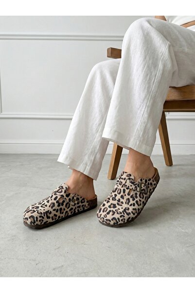 Mycorni Women's Genuine Leather Boston Model Leopard Patterned Anatomical Cor...