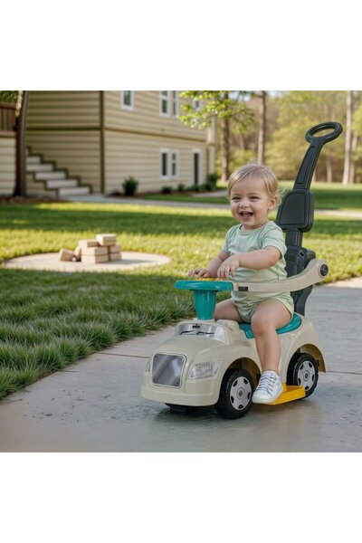 Muhcu Home Çocuk Korunaklı - Pedalsız Step Araba 3IN1 Fonksiyonlu Bebek Bisik...