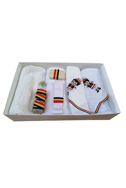 OBSIDION Set trusou botez brodat 7 piese TRADITIONAL - baietel