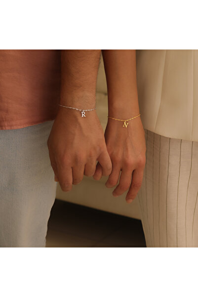 RiverKuyumculuk 925 Ayar Gümüş Harfli Çift Bileklik Seti (Kadın & Erkek) – Se...