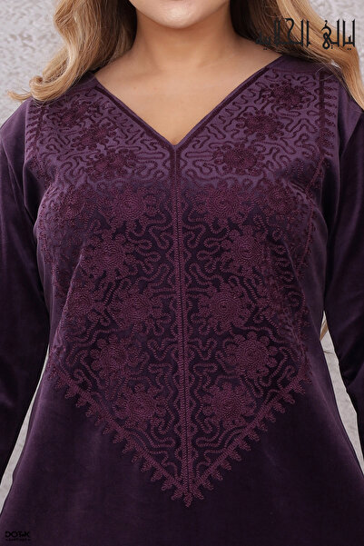 Lyaly aljlabyh ❄️ قفطان "ليالي الملكي" - مخمل فاخر بتطريز صوف ذهبي كثيف (إصدا...