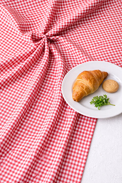 SHY TEKSTİL Red and White Fine Checkered Gingham Tablecloth Picnic Cloth Mult...