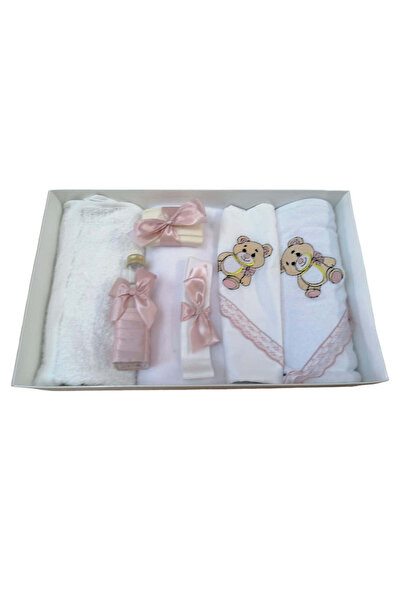 OBSIDION Set trusou botez brodat 7 piese SPECIAL - roz baby Teddy