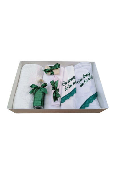 OBSIDION Set trusou botez brodat 7 piese SPECIAL - verde