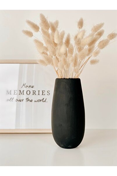 Hestia Home Vază ceramică cilindrică scurtă neagră