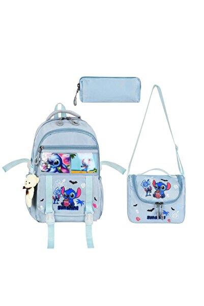 Baginn İlkokul Kız Çocuk Çantası 3'lü Set Stic Benzeri 42*30 Cm Beslenme Çant...