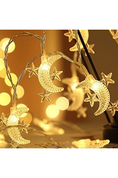 Gusion Ay Yıldız Tasarımlı 20 LED USB Aydınlatma Esnek Kablo Yapısı Perde Duv...