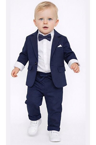 Tarz Çocuk Erkek Bebek Klasik Şık Takım Elbise – Papyonlu (3-24 Ay)