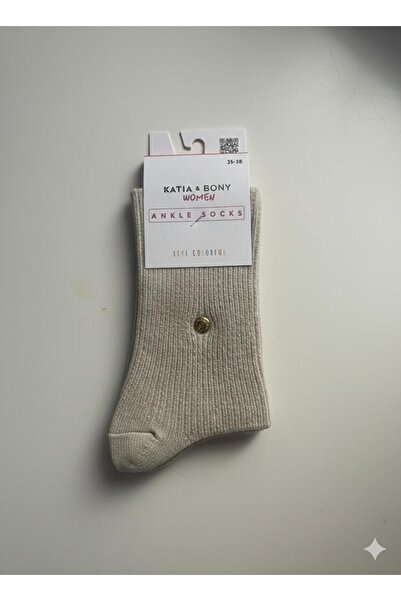 Katia&Bony Women's Wool Glitter Socks Ecru
