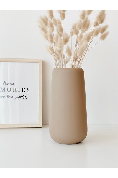 Hestia Home Κυλινδρικό Κεραμικό Βάζο με Βότσαλο