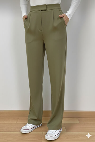 jeneric Women's Khaki Full Stretch Fabric Velcro Closure Loose Fit High Waist...