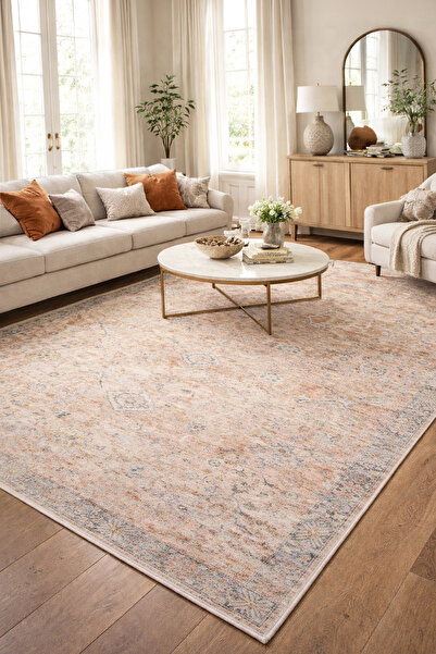 Decomia Home Dijital Kaymaz Yıkanabilir Vintage Salon Halısı Mutfak Halısı Ko...