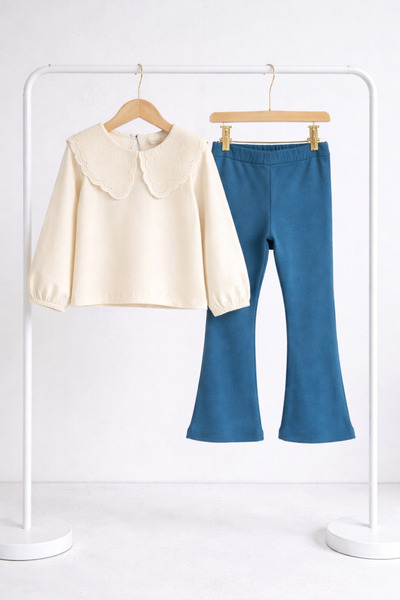 Nimini Kids 100% Cotton Vintage Collar Button Detail Soft Blouse Corded Fabri...