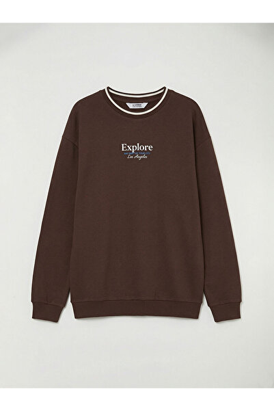 LC Waikiki LCW Kids Кафява мъжка блуза с принт „Лос Анджелис“