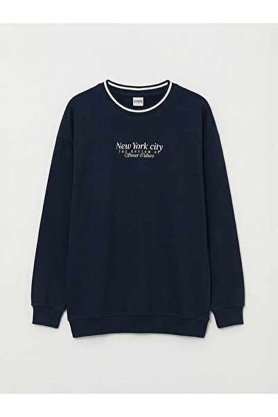 LC Waikiki LCW Kids тъмносиня мъжка блуза с принт на Ню Йорк