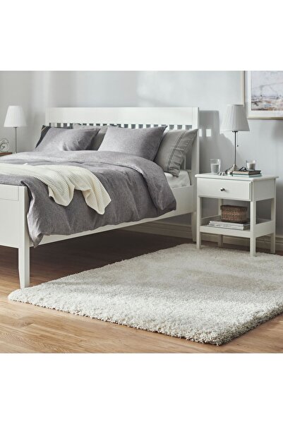 IKEA büyük halı, beyaz, 133x195 cm, dikdörtgen, uzun tüylü