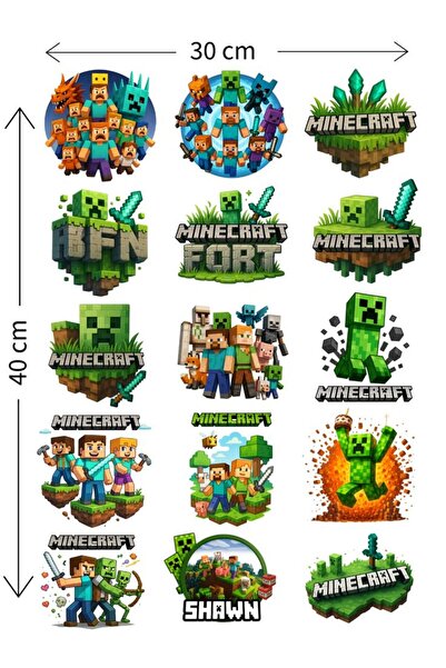 Ingift Stickere UV DTF Gaming Minecraft – Aplicare pe Cani, Termos, Telefon, ...