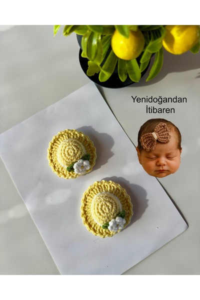 livadesign7 Newborn Baby Buckle Handmade Mixed Hat 2-Piece Clip Hairless Baby...