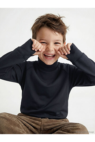 LC Waikiki Lcw Kids Black Stand Collar Boy's Sweatshirt