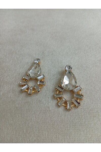 Pervin Ablacım White Stone Evening Dress Dangle Earrings Are Handmade