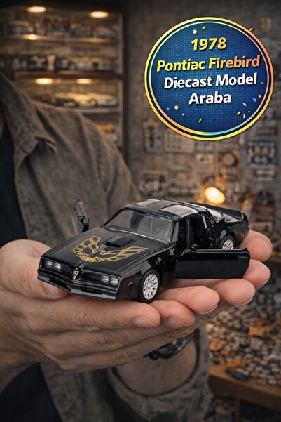 TOYFEST Amerikan Serisi Siyah 1978 Pontiac Firebird Açılır Kapı Çek Bırak Met...