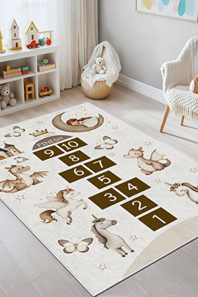 PINKIE HOME Kaymaz Taban Makinede Yıkanabilir Leke Tutmaz Prenses Seksekli Oy...