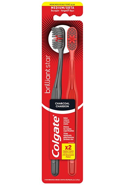 Colgate Charcoal Medium Toothbrush, 2 pcs