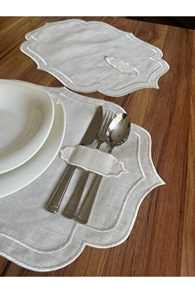NURHAN HOME COLLECTION 2 Adet Çift Sıra Nakışlı Kaşıklıklı Amerikan Servis Supla