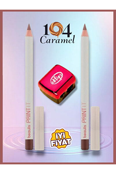 beaulis 104 Caramel Dudak Kalemi x2 + Keskin Bıçaklı Kalemtraş Toplam 3 Adet Set