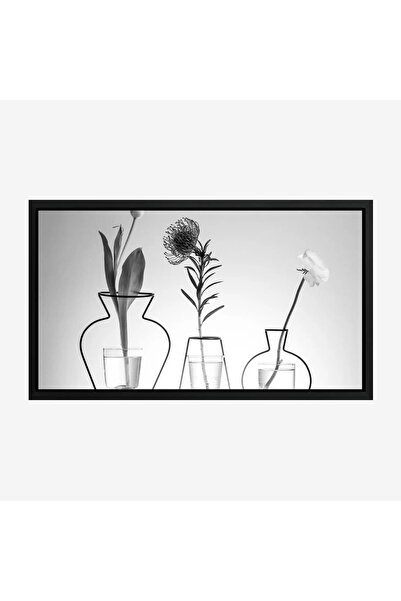 Tajridhome لوحة زهور - فازات شفافة - ألوان محايدة - هادئ - لوحات فنية مودرن -...