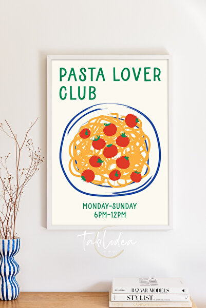 tablodea Pinterest Style Pasta Lover Club Poster înrămat cu tematică de bucăt...