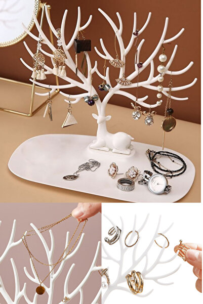 Privo Geyik Tasarımlı Takı Standı Yüzük Küpe Kolye Askılığı Mücevher Organizer