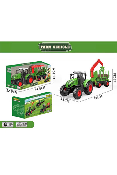 IQ Toys Tractor forestier cu remorcă și macara cu graifer 42 cm, 3 ani+