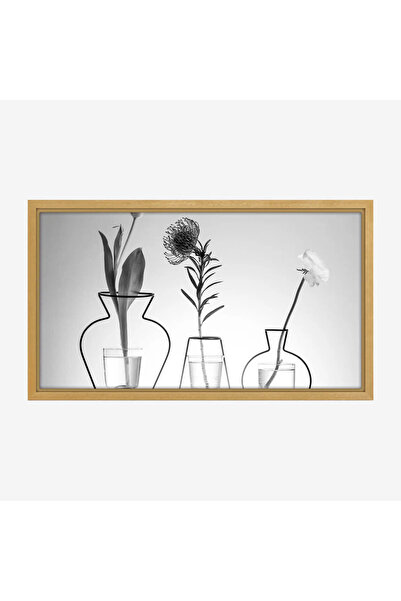 Tajridhome لوحة زهور - فازات شفافة - ألوان محايدة - هادئ - لوحات فنية مودرن -...