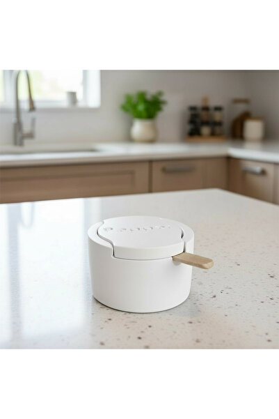 ThreeT Beyaz beton minimal tuzluk(kaşık hediyeli