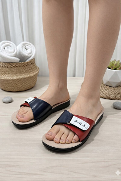 Brs Kadın Çift Renkli Bantlı Günlük Yazlık Terlik. ! Görseldeki aksesuarlar ü...