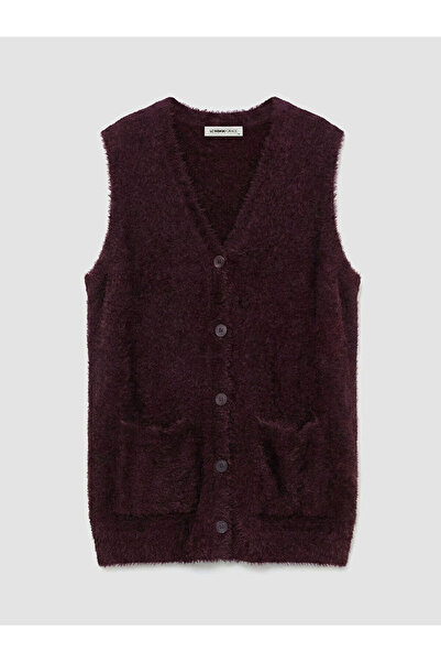 LC Waikiki Plum V-Neck Women's Knitwear Vest