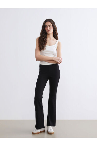 LC Waikiki Black Elastic Waist Spanish Leg Women's Leggings Pants