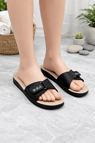 Brs Kadın Siyah Bantlı Günlük Yazlık Terlik. ! Görseldeki aksesuarlar ürüne d...