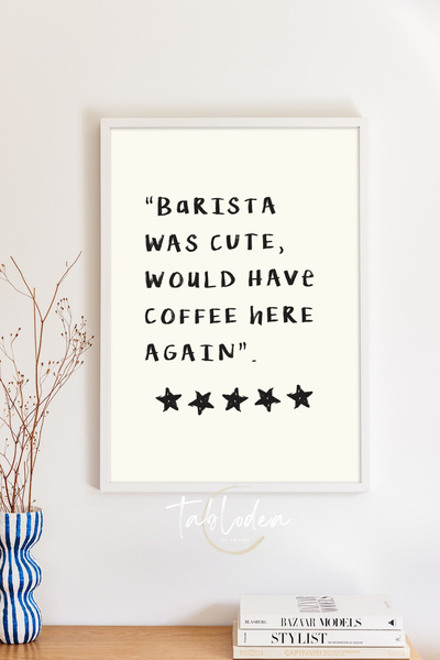 tablodea Barista era drăguță, tipografie minimalistă scrisă, tablou cu ramă d...
