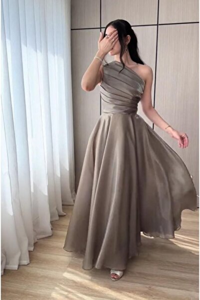 SKY dresses Mikado olive green dress with a sheen