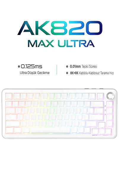 Ajazz AK820 Max Ultra 3 Modlu Manyetik Switch Klavye-8+8K tepkime Süresi-128 ...