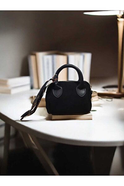 Tibetco Siyah süet kadın omuz çantası & el çantası