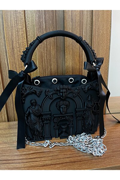 GÜLHOBY Black Gothic Bag Ancient Greek Mytology Black Evening Bag Figured Cro...