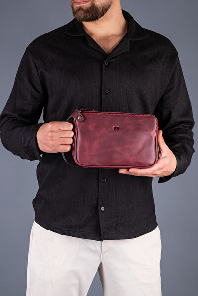 saraci leather craft Genuine Leather Men's Handbag – Hand-Held Handle, Double...